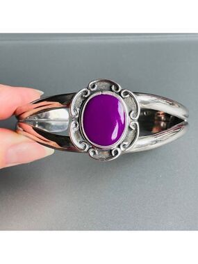 Mexico Sugilite Sterling Silver Floral Cuff Bracelet
